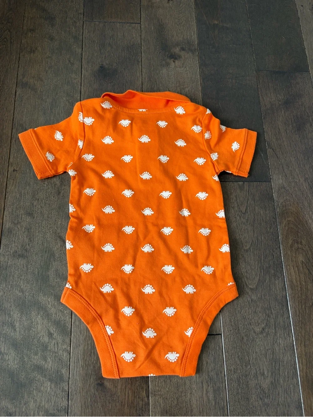 NWT baby boy Garanimals Orange Polo Bodysuit with White Dino Print